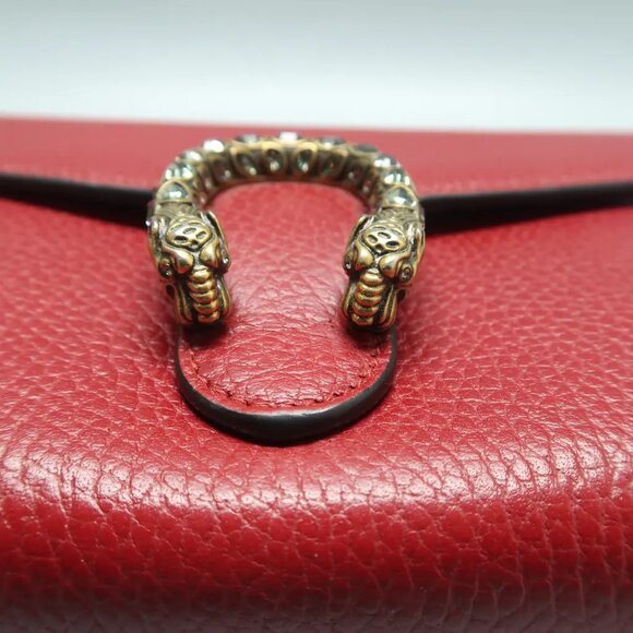 GUCCI Dionysus Chain Wallet Red Leather Shoulder Bag 801-021025 - Picture 8 of 12